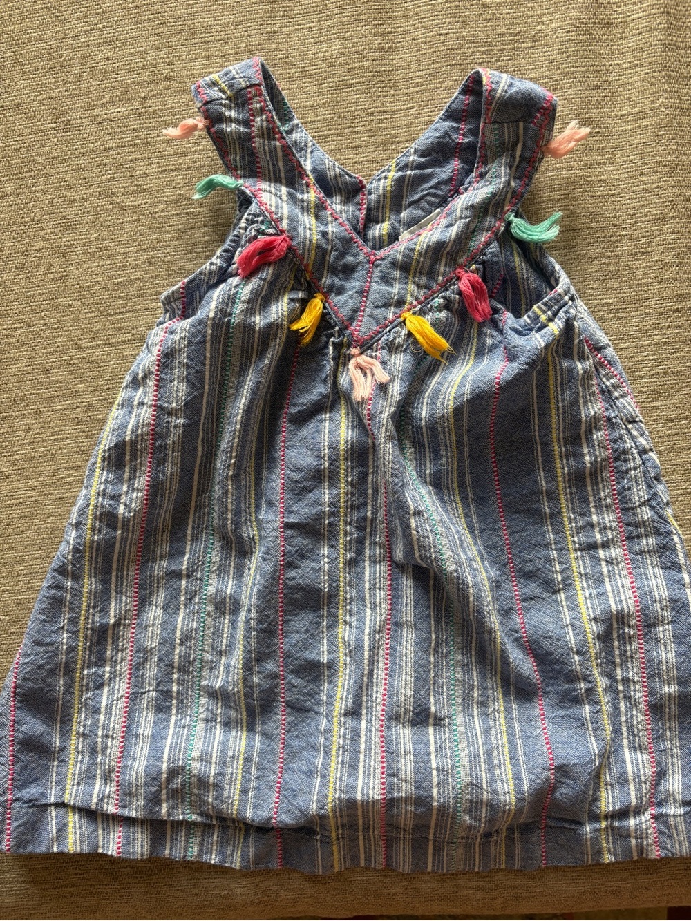 Blue Striped Tassel Sundress